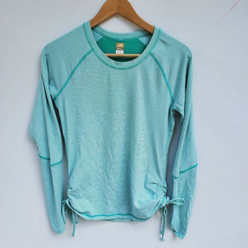 Lucy Women's‎ Ruched Long Sleeve Athletic Long Sleeve Green Top Size Small